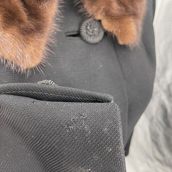 Union made Ilgwu vintage wool and fur coat womans large black - Picture 4 of 5